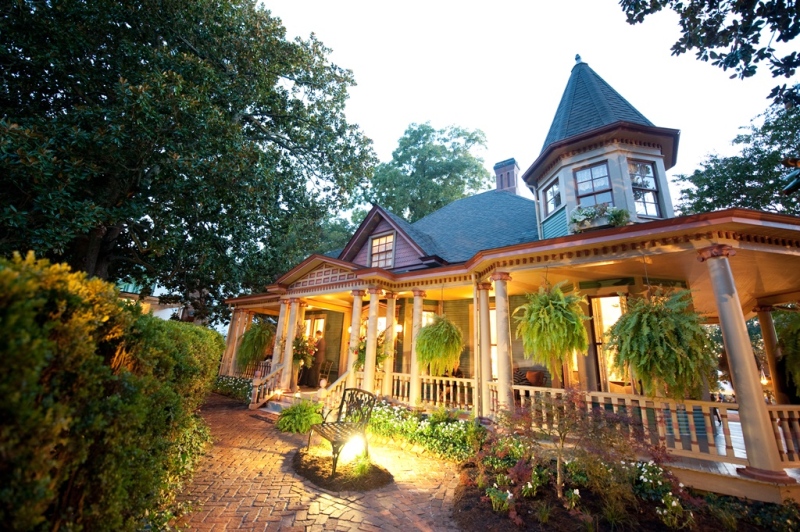 Evening at Victorian painted lady for sale at 119 N Piedmont Ave, Kings Mountain NC. Great wedding venue!