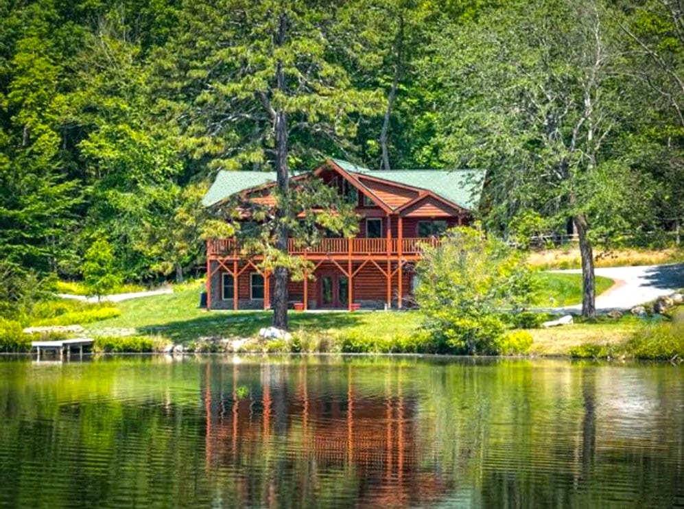 lakefront log home in mills river nc