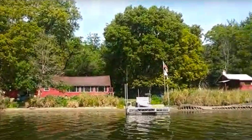 View of private island with two cabins for the Rock River.