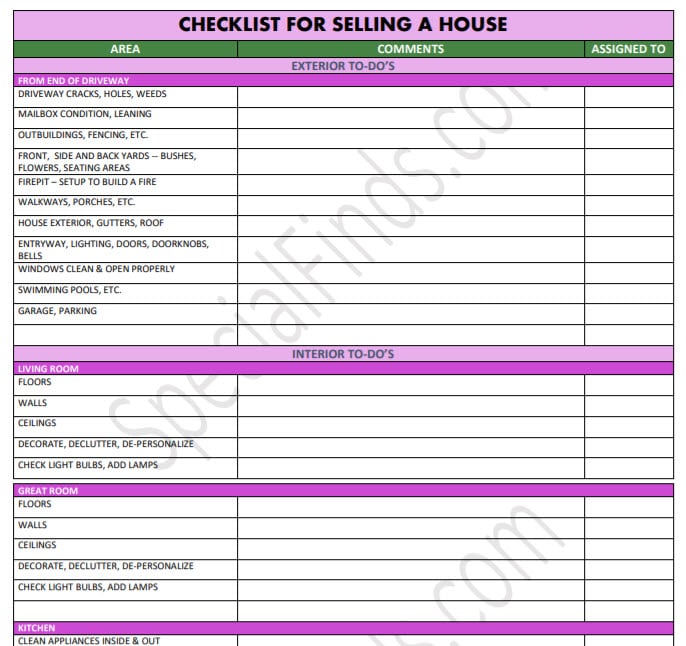 small graphic of the checklist for selling a house