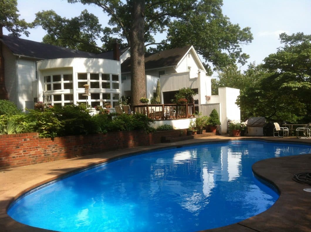 view overlooking pool of oakton va home transformed