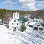 Aerial view of Historic Church Conversion on a country road