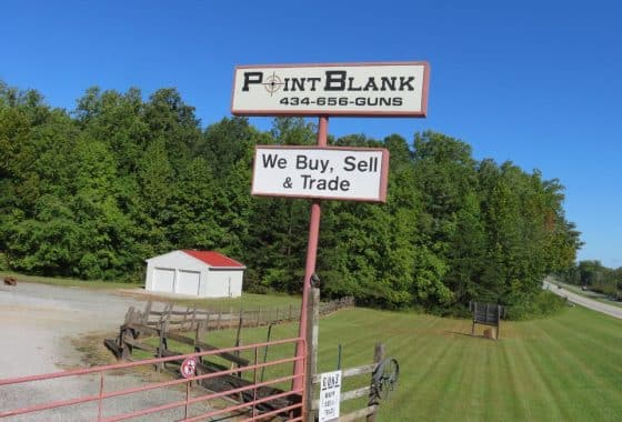 Point Blank Sporting Goods view from highway.
