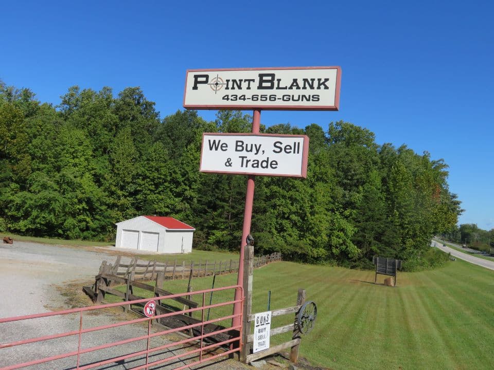 Point Blank Sporting Goods view from highway.