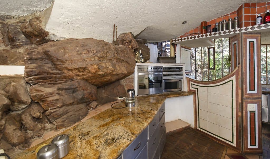 Rocks visible in the kitchen of earth connected home