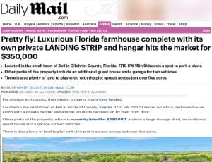 „Fly-in-Farm“ straipsnis „Daily Mail“.