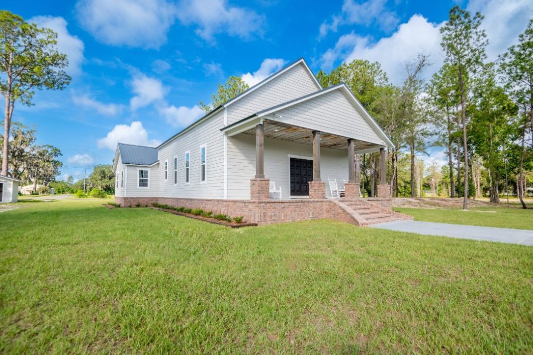 Exterior image of church converted to Modern Farmhouse