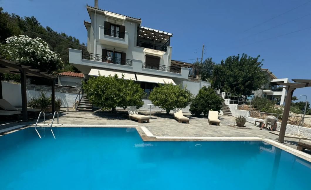 View from the pool of the Greek Aegean Sea Villa