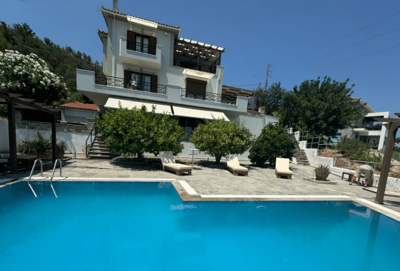 View from the pool of the Greek Aegean Sea Villa