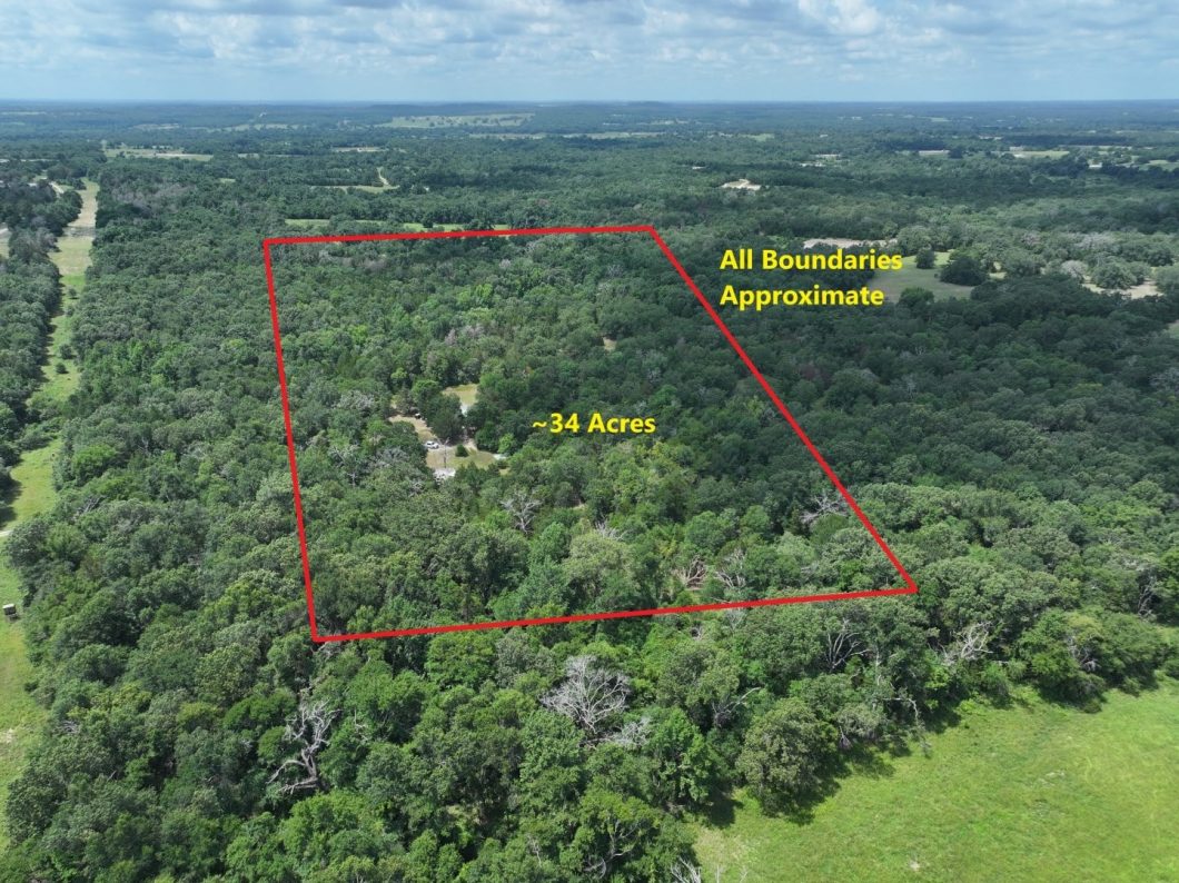 Aerial vier of premier hunting property in Texas.