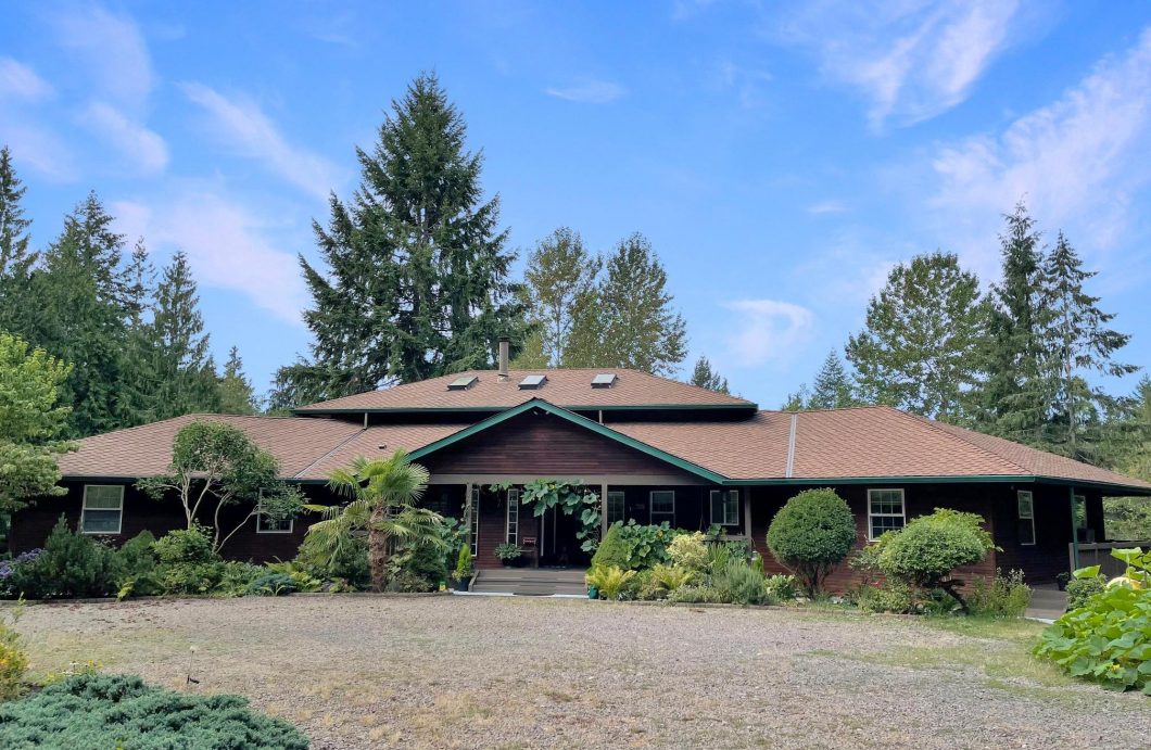 Front view of the forest retreat.