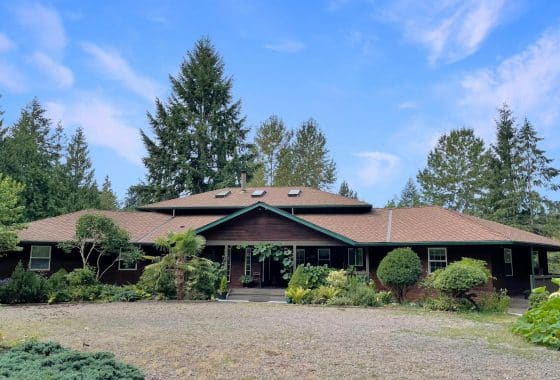 Front view of the forest retreat.