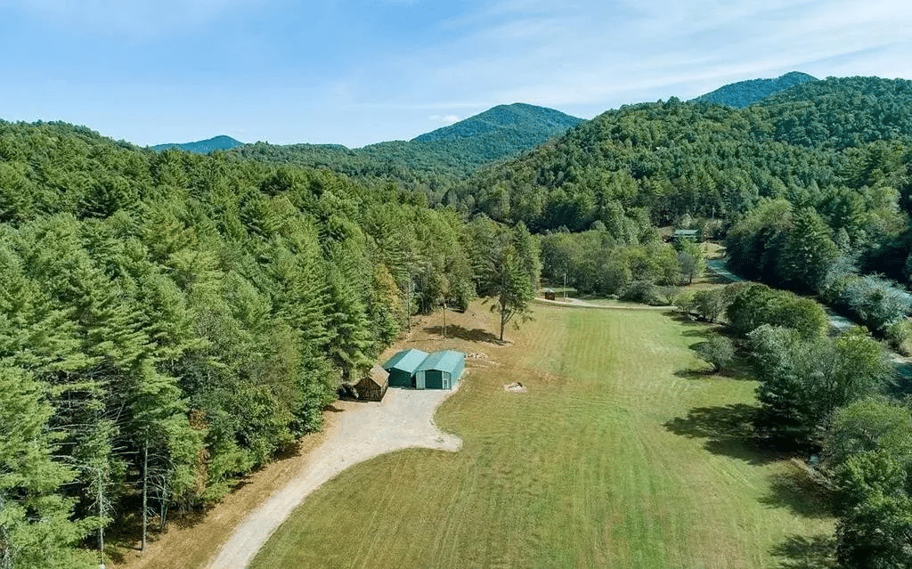 Aerial view of the 15 acre NC Mountain Retreat