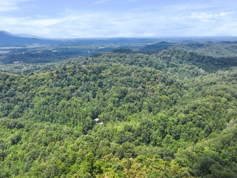 Vast view of the surrounding mountains of the Tennessee Mountains Escape and land,