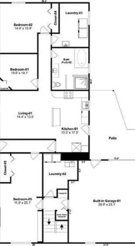 Lower level floor plan of the Contemporary Multi-Generational House